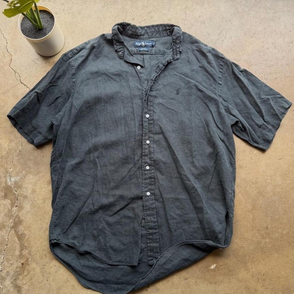 Vintage 90s black Ralph Lauren Blake Linen Shirt size L